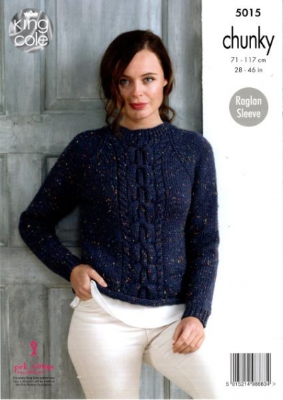 Knitting Pattern - King Cole 5015 - Chunky Tweed - Ladies Sweaters